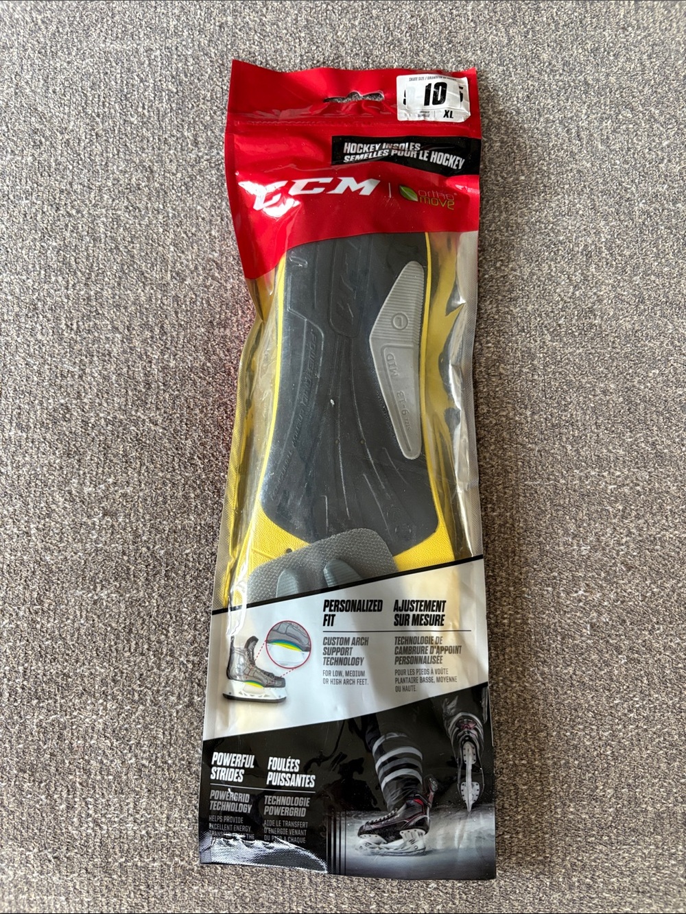 CCM Hockey Skate Insoles Energy Transfer Ortho Move Arch Support NEW Size 10